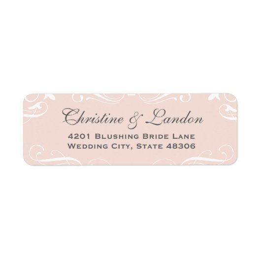 エレガント赤面ピンクフローリッ結婚シュ差出人住所 ラベル (正面)
