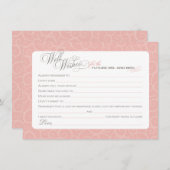 エレガント赤面ピンクブライダルシャワーウェルウィッシュ アドバイスカード (正面/裏面)