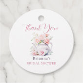 エレガント赤面ピンクブライダルシャワーティーパーティー フェイバータグ (正面)