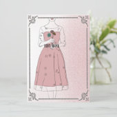 エレガント赤面ピンクブライダルシャワーパーソナライズされたカード 招待状 (スタンド正面)