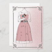 エレガント赤面ピンクブライダルシャワーパーソナライズされたカード 招待状 (正面/裏面)