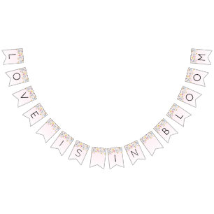 エレガント赤面ピンクブライダルシャワー バンティングフラッグ