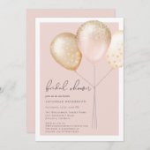 エレガント赤面ピンクブライダルシャワー 招待状 (正面/裏面)