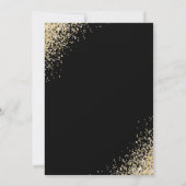 エレガント赤面ピンクブラック金ゴールド結婚フローラ 招待状 (裏面)