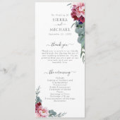 エレガント赤面ピンクブルゴーニュフローラの結婚葉 プログラム (正面)