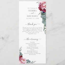 エレガント赤面ピンクブルゴーニュフローラの結婚葉 プログラム