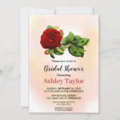エレガント赤面ピンクブルゴーニュフローラブライダルシャワー 招待状 (正面)
