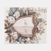 エレガント赤面ピンクペオニーズロココ結婚のクレスト フリースブランケット (正面(横))