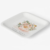 エレガント赤面ピンクホワイトカボチャフローラ結婚ズ ペーパープレート (傾斜あり)