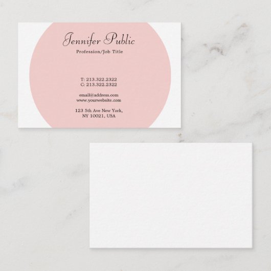 エレガント赤面ピンクホワイトシンプルプロフェッショナル 名刺 (正面/裏面)