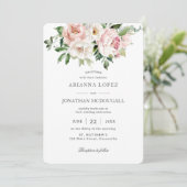 エレガント赤面ピンクホワイトローズフローラ結婚ズ 招待状 (スタンド正面)