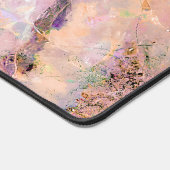 エレガント赤面ピンクマーブルオパールモノグラムガーリーかわいい デスクマット (コーナー)