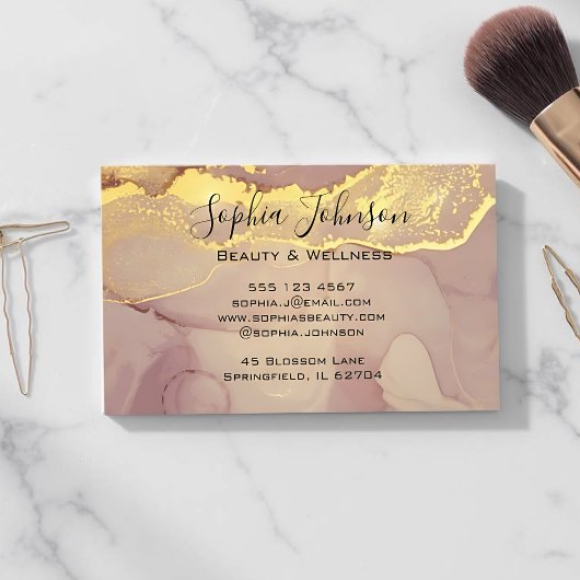 エレガント赤面ピンクマーブルカスタムビジネスカード 名刺