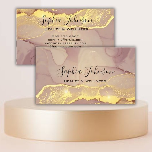 エレガント赤面ピンクマーブルカスタムビジネスカード 名刺