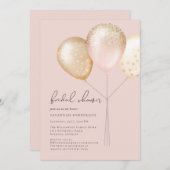 エレガント赤面ピンクミニマルブライダルシャワー 招待状 (正面/裏面)