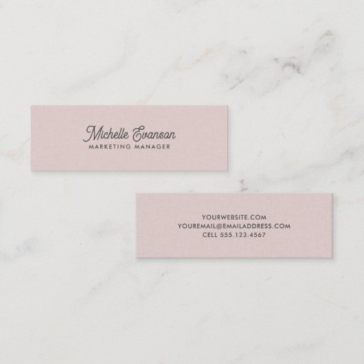 エレガント赤面ピンクミニマルプロフェッショナル スキニー名刺 (正面/裏面)