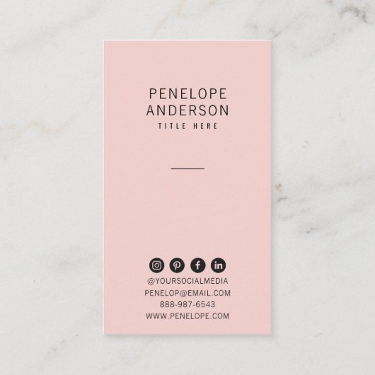 エレガント赤面ピンクミニマルモダンリストボーガーリーホ 名刺 (裏面)