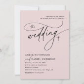 エレガント赤面ピンクミニマ結婚リスト 招待状 (正面)