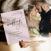 エレガント赤面ピンクミニマ結婚リスト 招待状