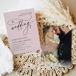 エレガント赤面ピンクミニマ結婚リスト 招待状