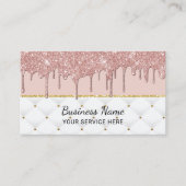 エレガント赤面ピンクモダンバラ金ゴールド滴 名刺 (正面)