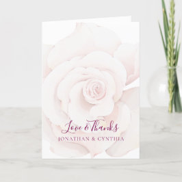 エレガント赤面ピンクローズウォーター色フローラ結婚ズ サンキューカード