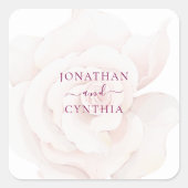 エレガント赤面ピンクローズウォーター色フローラ結婚ズ スクエアシール (正面)