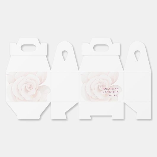 エレガント赤面ピンクローズウォーター色フローラ結婚ズ フェイバーボックス (見開き)