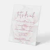 エレガント赤面ピンクローズウォーター色フローラ結婚ズ 台座サイン (正面)