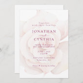 エレガント赤面ピンクローズウォーター色フローラ結婚ズ 招待状 (正面/裏面)