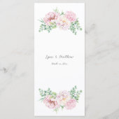 エレガント赤面ピンクローズフローラ結婚ズ メニュー (裏面)