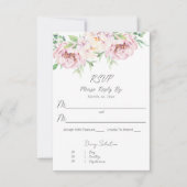 エレガント赤面ピンクローズフローラ結婚ズ 出欠カード (正面)