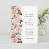 エレガント赤面ピンクローズフローラ結婚ズ 招待状 (スタンド正面)