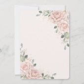 エレガント赤面ピンクローズフローラ結婚金ゴールド 招待状 (裏面)