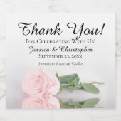 エレガント赤面ピンクローズ結婚シック リキュールボトルラベル (シングルラベル)