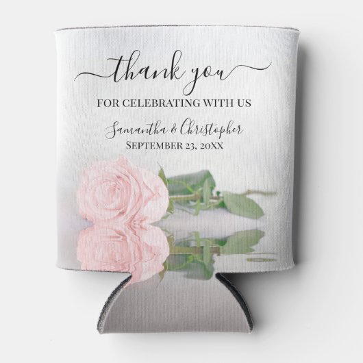 エレガント赤面ピンクローズ結婚ロマンチック 缶クーラー (正面)