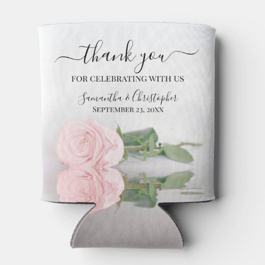 エレガント赤面ピンクローズ結婚ロマンチック 缶クーラー (裏面)