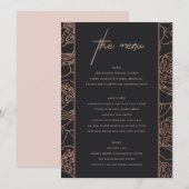 エレガント赤面ピンクローズ金ゴールドブラックフローラメニュー メニュー (正面/裏面)