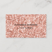 エレガント赤面ピンクローズ金ゴールドメタルダイヤモンドパターン 名刺 (正面)