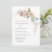 エレガント赤面ピンクワイルドフラワーフローラ結婚ズ 招待状 (スタンド正面)