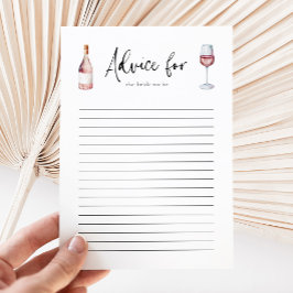 エレガント赤面ピンクワインブライダルシャワーアドバイスカード