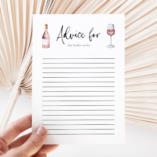 エレガント赤面ピンクワインブライダルシャワーアドバイスカード