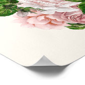 エレガント赤面ピンクヴィンテージフローラオン結婚クリーム ポスター (角)