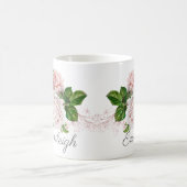 エレガント赤面ピンクヴィンテージフローラ コーヒーマグカップ (中央)