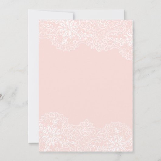 エレガント赤面ピンクヴィンテージレース結婚ズ 招待状 (裏面)