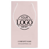 エレガント赤面ピンク企業の会社のロゴ スモールペーパーバッグ (裏面)