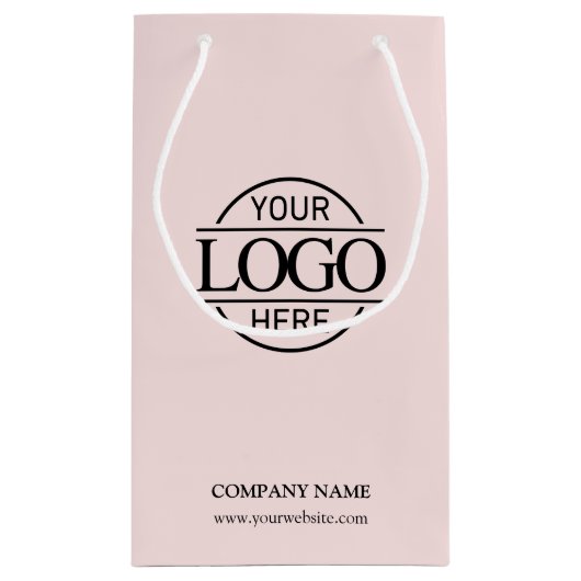エレガント赤面ピンク企業の会社のロゴ スモールペーパーバッグ (裏面)