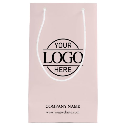 エレガント赤面ピンク企業の会社のロゴ スモールペーパーバッグ (正面)