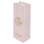 エレガント赤面ピンク企業の会社のロゴ ワインギフトバッグ (正面アングル)