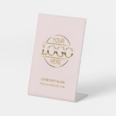 エレガント赤面ピンク企業の会社のロゴ 台座サイン (正面)